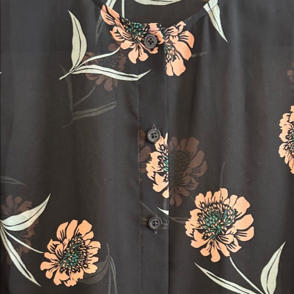 Cabi Floral Black Sheer Blouse Sz Small Lightweight Ruffled Sleeves - Picture 4 of 5